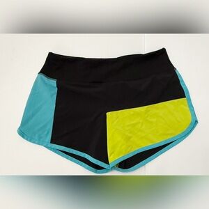 Rabbit Lined Color Block Running Shorts - Black, Blue, Green - S